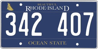 RI license plate 342407