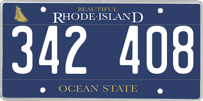 RI license plate 342408