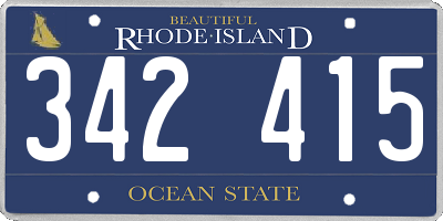 RI license plate 342415