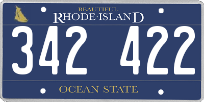 RI license plate 342422