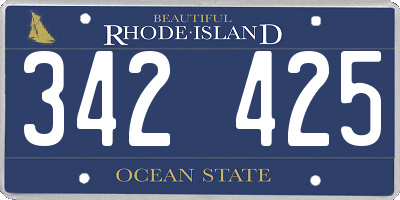 RI license plate 342425