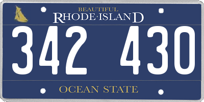 RI license plate 342430