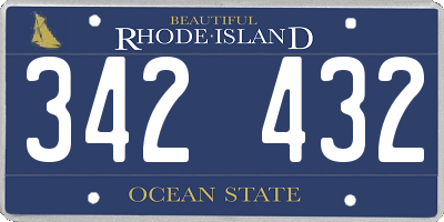 RI license plate 342432