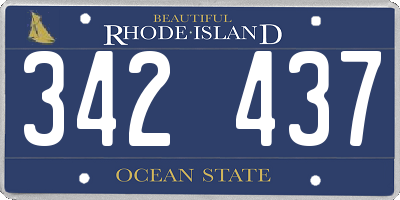 RI license plate 342437