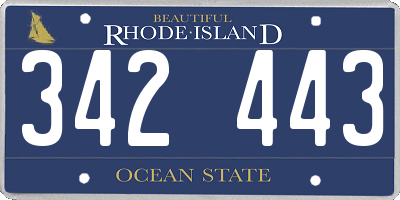 RI license plate 342443