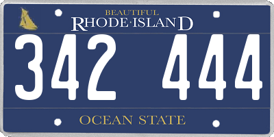 RI license plate 342444