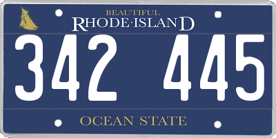 RI license plate 342445