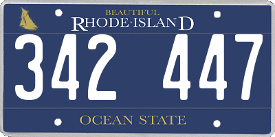 RI license plate 342447