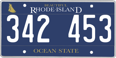 RI license plate 342453