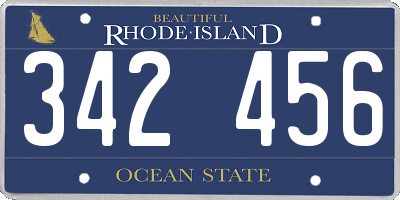 RI license plate 342456