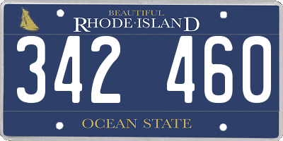 RI license plate 342460