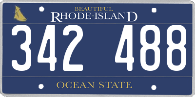 RI license plate 342488