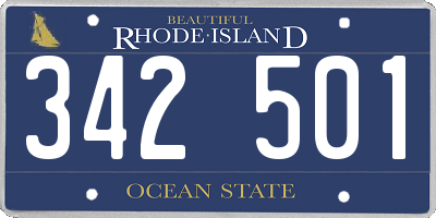 RI license plate 342501
