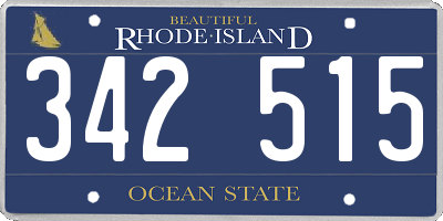 RI license plate 342515