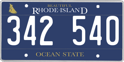 RI license plate 342540