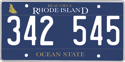 RI license plate 342545
