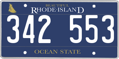 RI license plate 342553