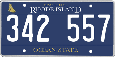RI license plate 342557