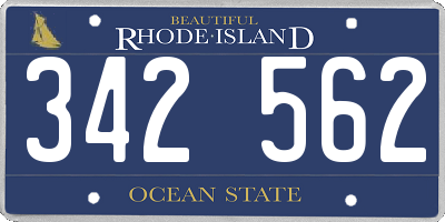 RI license plate 342562