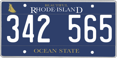 RI license plate 342565