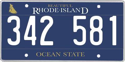 RI license plate 342581
