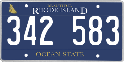 RI license plate 342583
