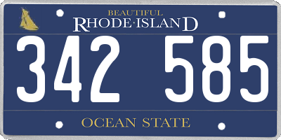 RI license plate 342585
