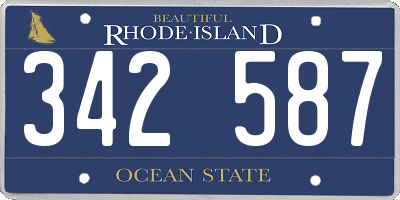 RI license plate 342587