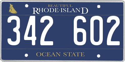 RI license plate 342602