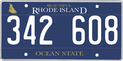 RI license plate 342608