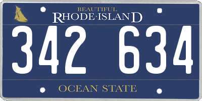 RI license plate 342634