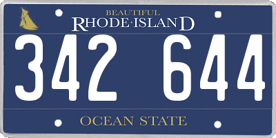 RI license plate 342644