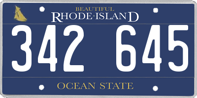RI license plate 342645