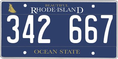 RI license plate 342667