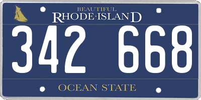 RI license plate 342668
