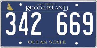 RI license plate 342669