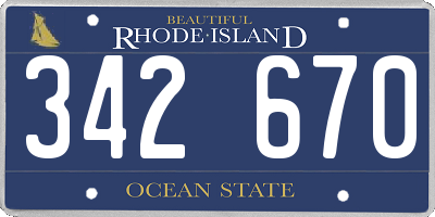 RI license plate 342670