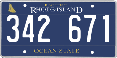 RI license plate 342671