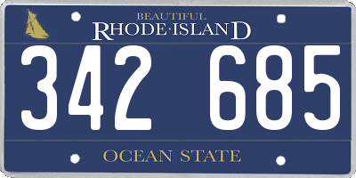 RI license plate 342685