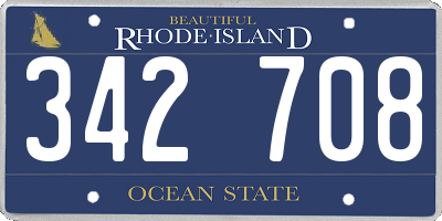 RI license plate 342708