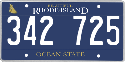 RI license plate 342725