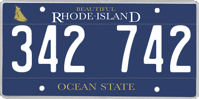 RI license plate 342742