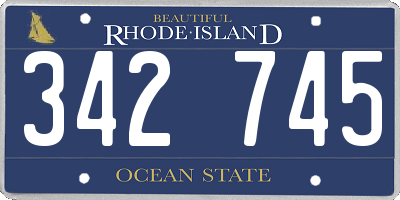 RI license plate 342745