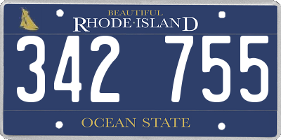 RI license plate 342755