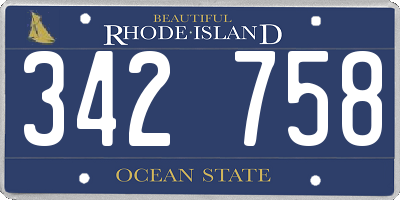 RI license plate 342758