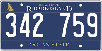 RI license plate 342759