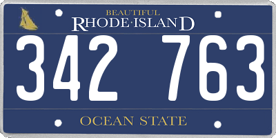 RI license plate 342763