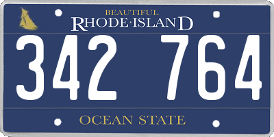 RI license plate 342764