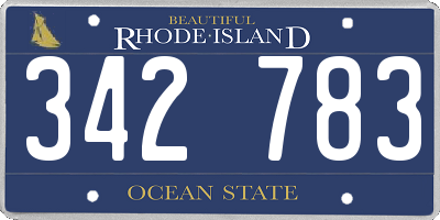 RI license plate 342783