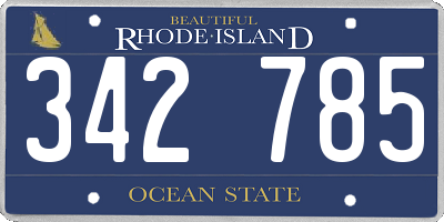 RI license plate 342785